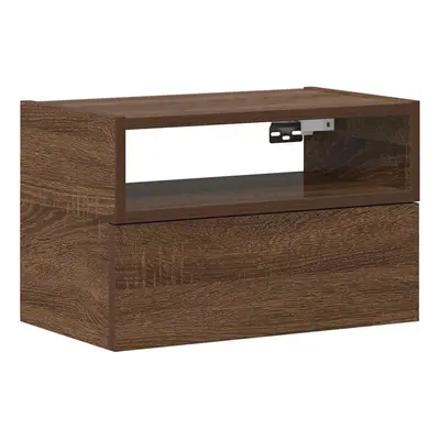 (brown oak, pcs) vidaXL Wall-mounted Bedside Cabinet Brown Oak 45x26x28.5 cm