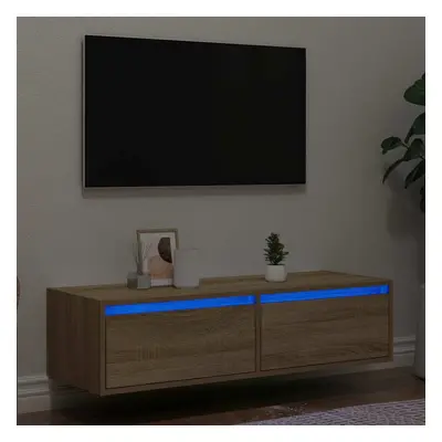 vidaXL TV Cabinet with LED Lights Sonoma Oak 100X35.5x25 cm TV stand