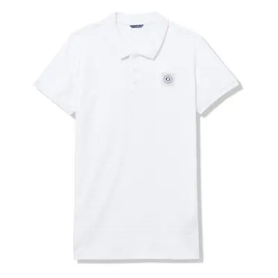 GUESS Boys' Organic Cotton Jacquard Short Sleeve Polo Shirt Pure White