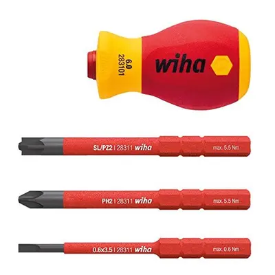 Wiha SoftFinish Electric SlimVario Stubby Screwdriver Bit Holder Set 4ÃÂ Pieces(41230) VDE Appr