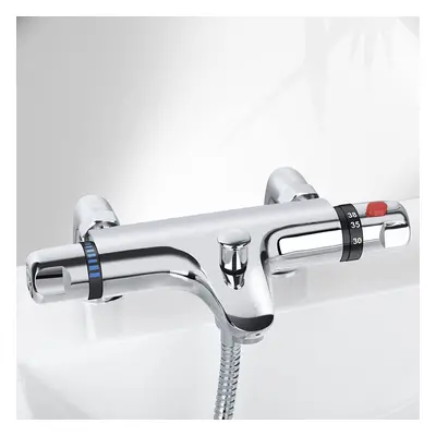 Chrome Thermostatic Bath Shower Mixer Tap Exposed Thermostatic Shower Valve with Bath Filler Spo