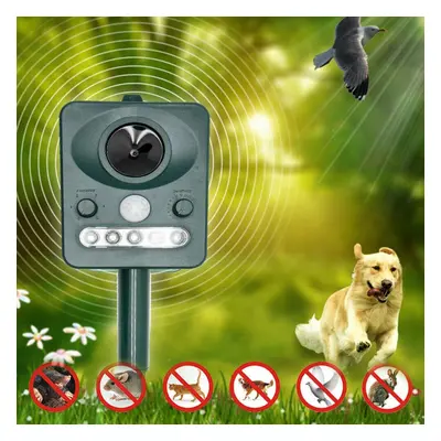 Solar Powered Animal Repeller Outdoor with LED Flash Light Ultrasonic Dog Rats Repellent Mice Mo