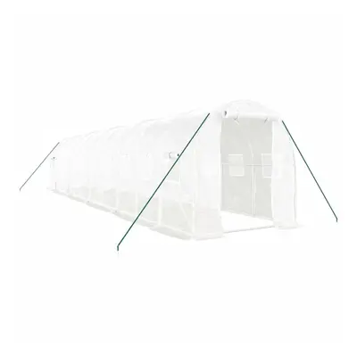 (white, x x m) vidaXL Greenhouse Walk in Greenhouse with Steel Frame Patio Outdoor Grow House