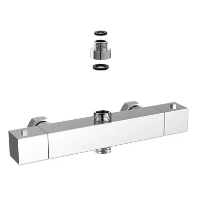 Nes Home Modern Square Chrome Exposed Thermostatic Shower Mixer Bar Valve