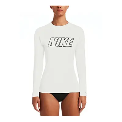 Nike Swim Women's Short Sleeve Hydroguard Rash Guard White Large/White