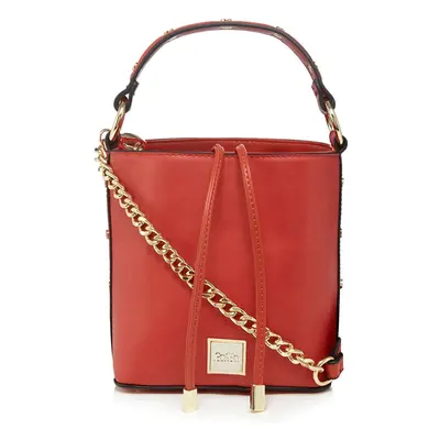 Faith Womens Red Studded Strap Bucket Bag