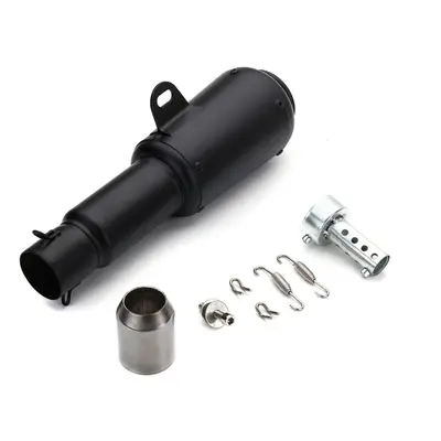 (Black) 38-51mm Stainless Steel Universal Motorcycle Exhaust Muffler Pipe System