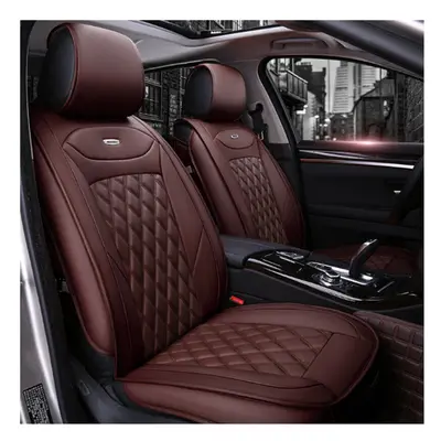 (Brown) PU Leather Car Seat Cover Cushions Universal Fit for Most SUV Trucks