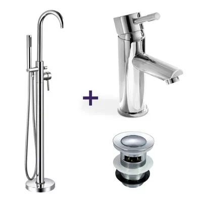 Fiona Basin Mixer, Freestanding Bath Shower Mixer & Waste Chrome