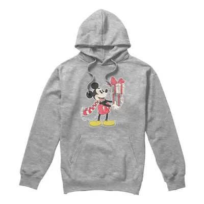 (S, Sport Heather) Disney Mens Mickey Mouse Present Christmas Hoodie