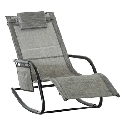 Outsunny Breathable Mesh Rocking Chair Outdoor Recliner Dark Grey