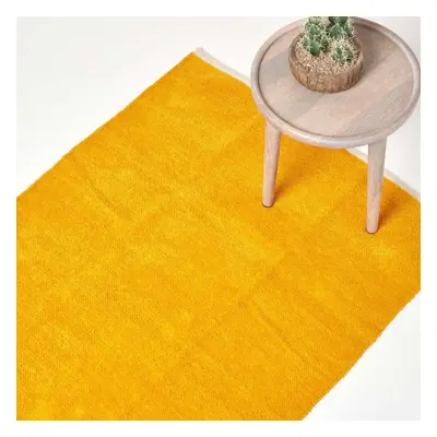 (110 x cm, Mustard) Chenille Plain Cotton Rug