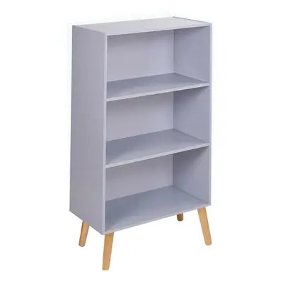 (Grey, Beech) 60cm Wide Tier Bookcase Storage Cabinet Scandinavian Style Legs Dining Room Displa