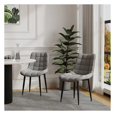 (2pcs, Grey) Nova Modern Velvet Dining Chair Padded Seat Metal Legs