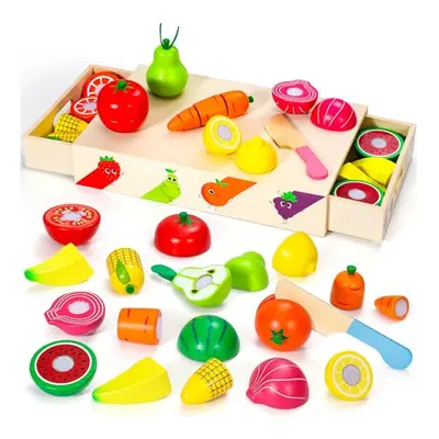 Wooden Food Toys - Wooden Play Food Kitchen Toys - Play Food Sets for Children Kitchen - Pretend