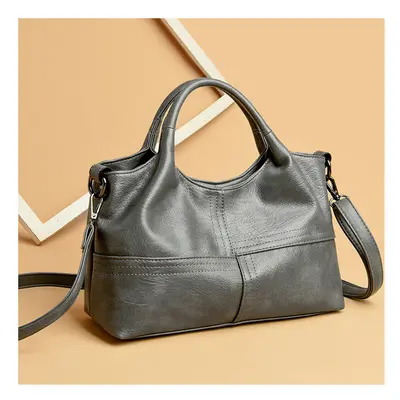 (Dark gray) Women's Bag New Cross -Border Bags Lightweight Splicing Soft Leather Large Capacity 