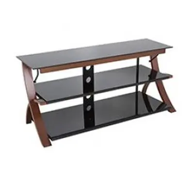 Mahara TV Stand in Walnut & Black Glass - up to 60"