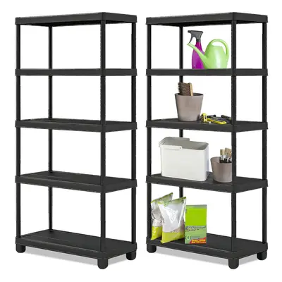 Lightweight Plastic Tier Shelving Unit For Storage (Pack of 2)