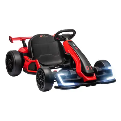 HOMCOM 24V Electric Go Kart for Kids with Adjustable Seat, Red