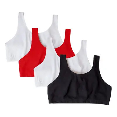 Fruit of the Loom Womens Built Up Tank Style Sports Bra Fashion Colors BlackWhiteWhiteRed 4pack