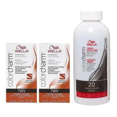 (7WV+ 7WV+Developer (Vol. 20) 3.6oz ) 7WV Nutmet Wella Color Charm Permanent Haircolor