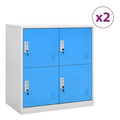 vidaXL 2x Locker Cabinets Light Grey and Blue Steel Office Storage Cabinet