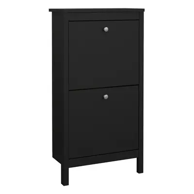 Shoe Cabinet flap doors Matt Black Madrid