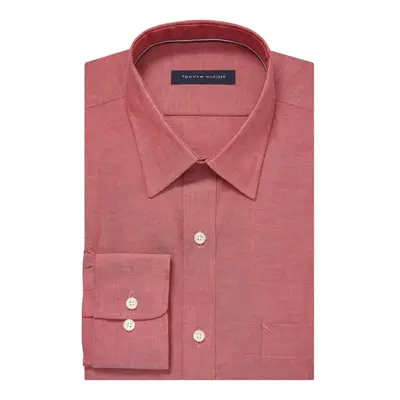 Tommy Hilfiger mens Regular Fit Non Iron Solid Dress Shirt Cayenne