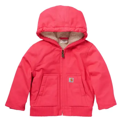 Carhartt Girls' Sherpa-Lined Hooded Canvas Zip-Up Jacket Raspberry