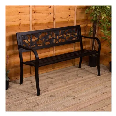 (Rose) Seater Garden Bench Metal Seat Armrests