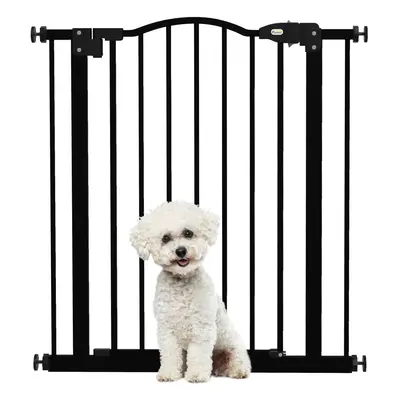 PawHut 74-80cm Adjustable Metal Pet Gate Safety Barrier w/ Auto-Close Black