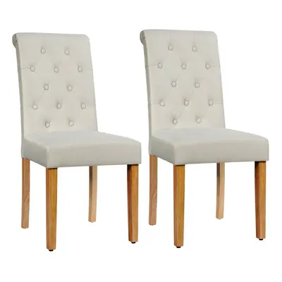 2PCS Dining Room Chairs Farmhouse Upholstered Kitchen Side Chairs-Beige