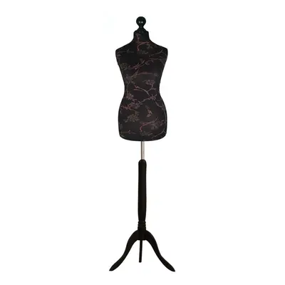 (Female Size 12/14) Female Tailors Dummy Brown Flowers On Black Dressmakers Fashion Students Man