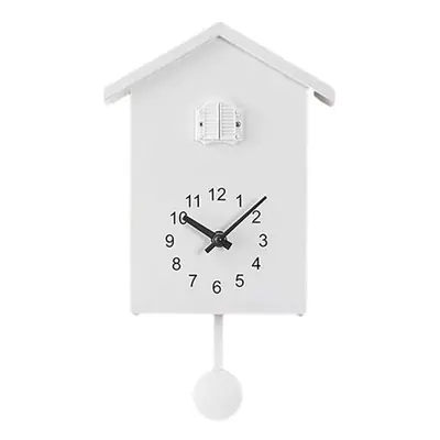 (White) Cuckoo Clock Chimer Cuckoo Sound With Pendulum Voices Call Bird House Wall Art Home Livi