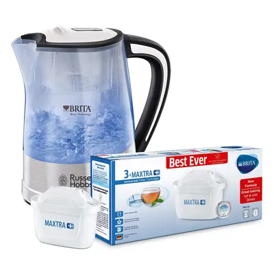 Russell Hobbs BRITA Filter Purity Kettle, W, Litre, Transparent with BRITA Maxtra+ Water Filter 