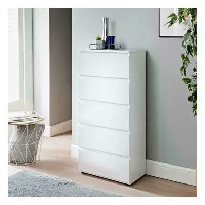 High Gloss White Chest of Drawer Tall Cabinet Handle less G-0439