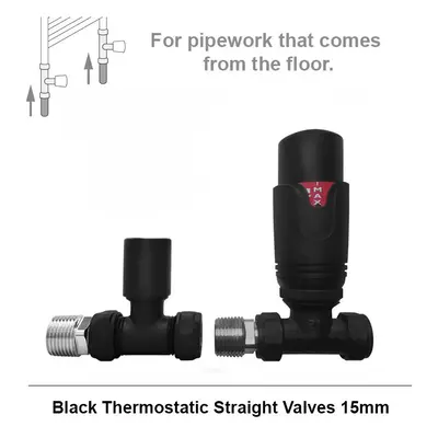 (Straight, Matt Black) Angled & Straight Thermostatic Radiator Valves