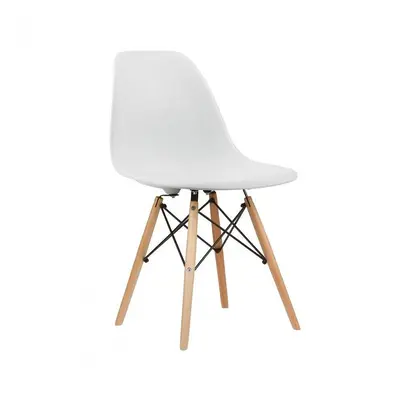 (WHITE , SINGLE CHAIR ) MOF Dining Chairs Retro Wooden Legs Dining Chair