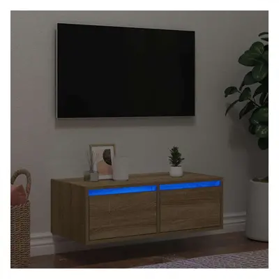 vidaXL TV Cabinet with LED Lights Sonoma Oak 75x35.5x25 cm