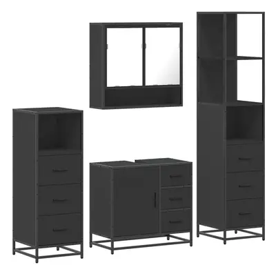 (black) vidaXL 4ÃÂ Piece Bathroom Furniture SetÃÂ Sonoma Oak Engineered Wood