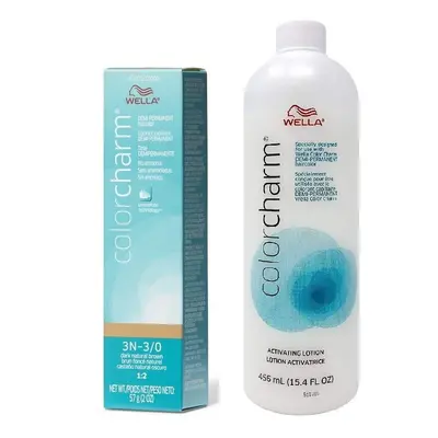 (3N + Activating Lotion (15.4oz)) Wella Color Charm 3N Dark Natural Brown Demi-Permanent Haircol