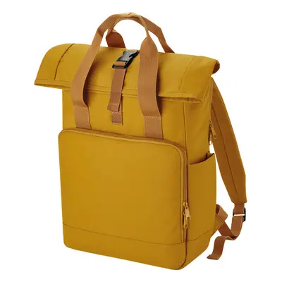 (One Size, Mustard Yellow) Bagbase Unisex Adult Roll Top Recycled Twin Handle Backpack