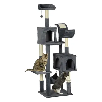 PawHut 177cm Cat Tree for Indoor Cats, Modern Cat Tower with Hammock - Dark Grey