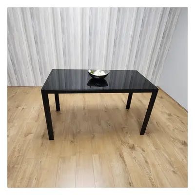 Dining Table Black Glass Kitchen Place for Seats, Dining Table Only (Black H x 134 x W cm)