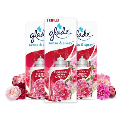 Glade Sense & Spray Diffuser Refills, Automatic Air Freshener Refills for Home, Pack of 3, Cherr