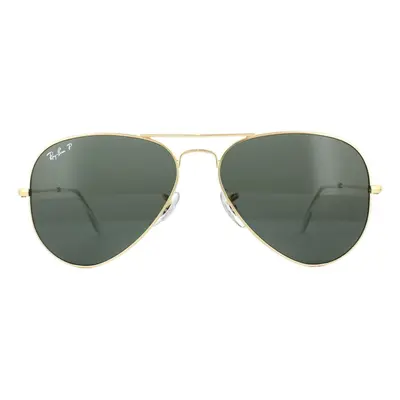 Ray-Ban Sunglasses Aviator 001/58 Gold Green Polarized Large 62mm