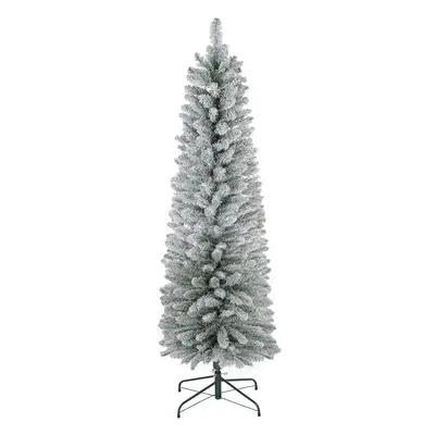 HOMCOM Foot Artificial Pencil Christmas Tree with Snow Flocked Tips, White