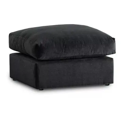 (Black) Jumbo Size Plush Velvet Footstool