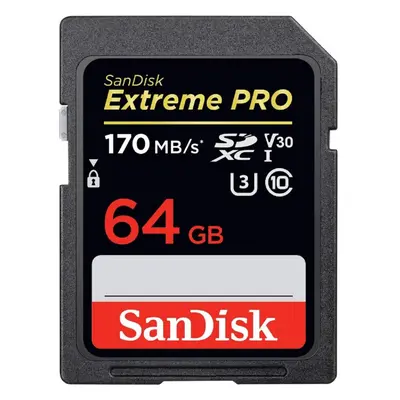 SanDisk Extreme PRO 64GB SDXC Memory Card up to 170MB/s, UHS-1, Class 10, U3, V30