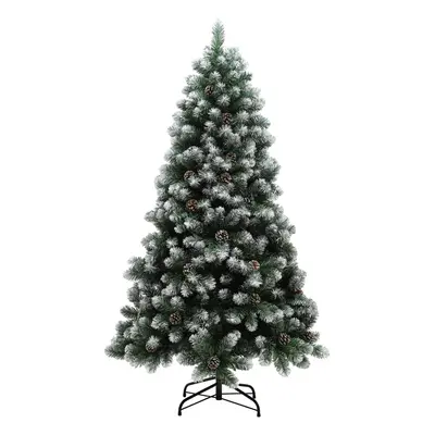 HOMCOM 6ft Artificial Pine Christmas Tree with Pinecones, Steel Base